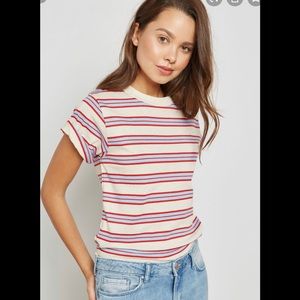 STRIPED ROLL SLEEVE TSHIRT